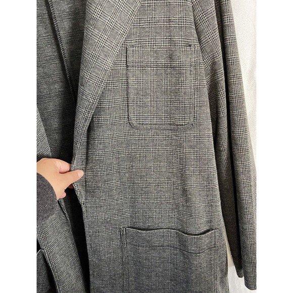 Madewell Blazer Oversized Jacket Knit Glen Plaid Black Gray Women's Size L - Picture 4 of 8
